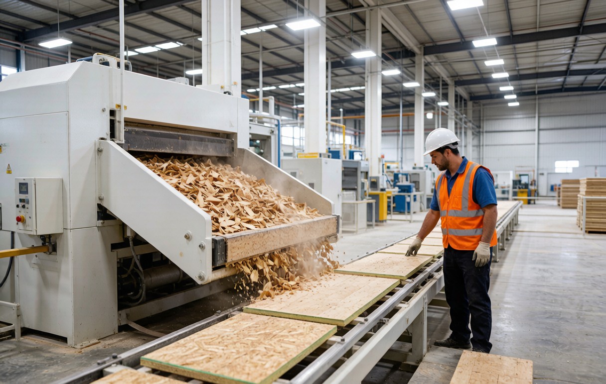 Particle board production line